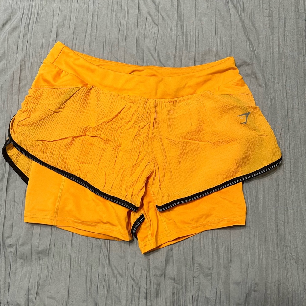 Gymshark Orange Athletic Shorts with Black Trim